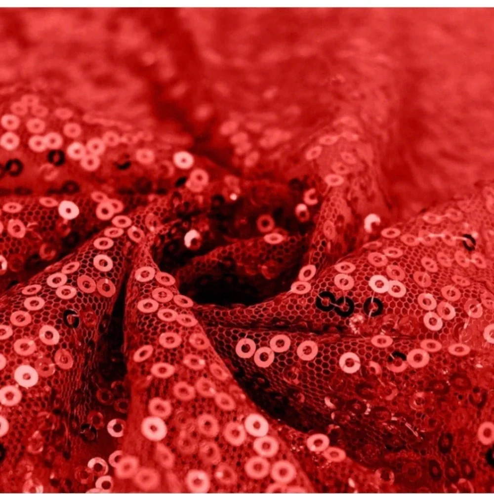 Elegant Red Sequin 120” Round Tablecloth Seamless Glittering‎ Table Cover